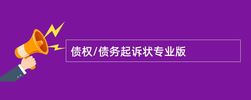 债权/债务起诉状专业版